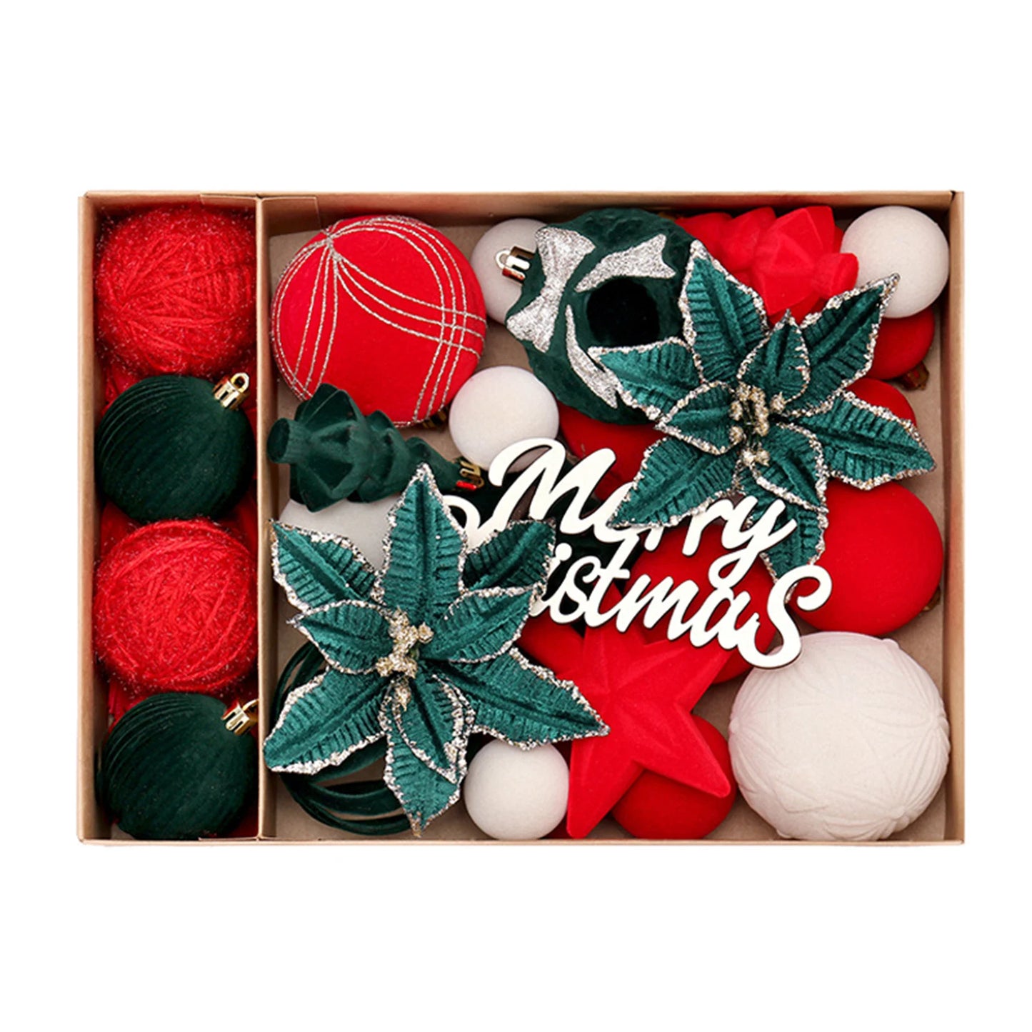 38-Piece Velvet Christmas Ball Ornaments – Mixed Color Set