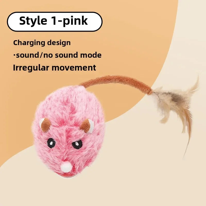 Interactive Electric Plush Mouse Cat Toy – Auto-Moving & Rechargeable Interactive Cat Toy Peaceful Pleasures Health and Wellness Pink