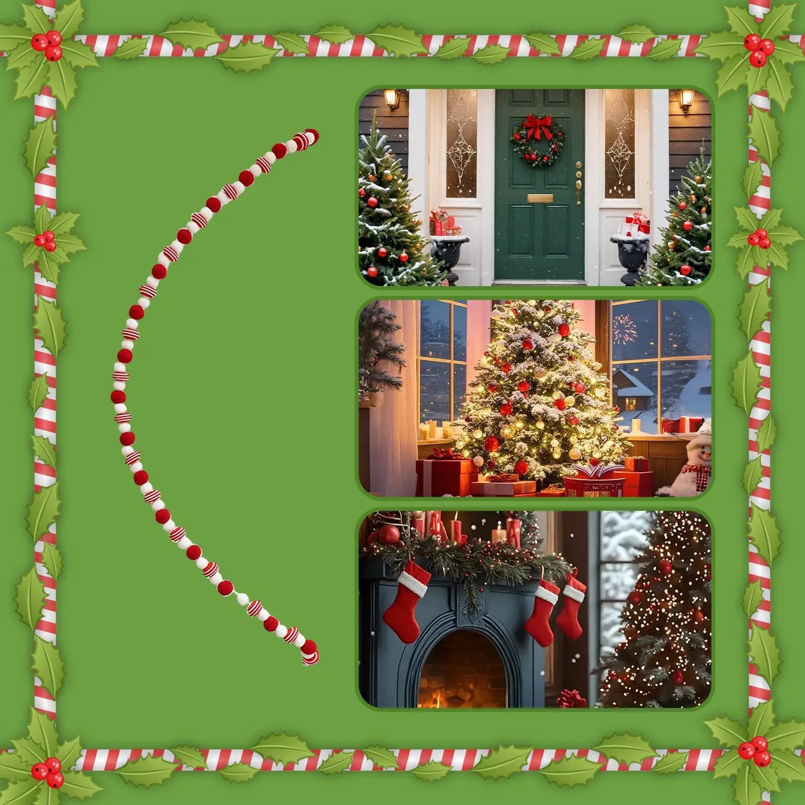 Christmas Velvet Garland Banner | Mantel Fireplace Stair Decor Christmas Garland Banner Peaceful Pleasures Health and Wellness