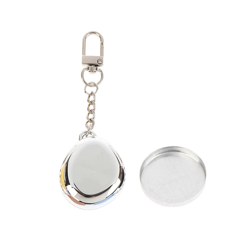 Colorful Keychain Empty Makeup Compact Diy Refill Case With Aluminum Tray Portable Cosmetic Storage Small Blush Container Peaceful Pleasures Health and Wellness Silver Keychain