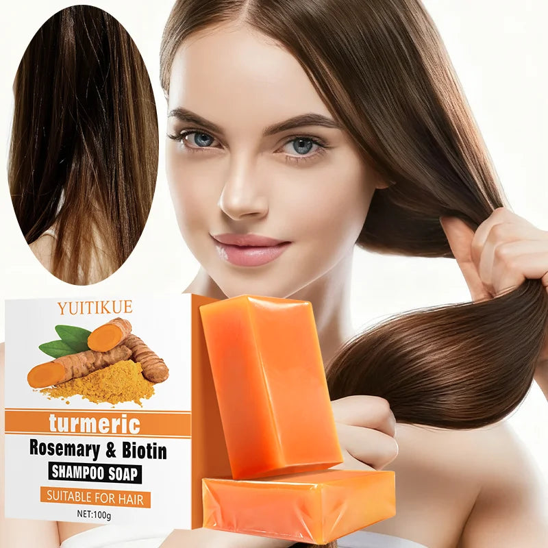 YUITIKUE Turmeric Rosemary Shampoo Soap - Rich Lather, Deep Cleans & Moisturizes, Volumizing for All Hair Types, 100g Peaceful Pleasures Health and Wellness