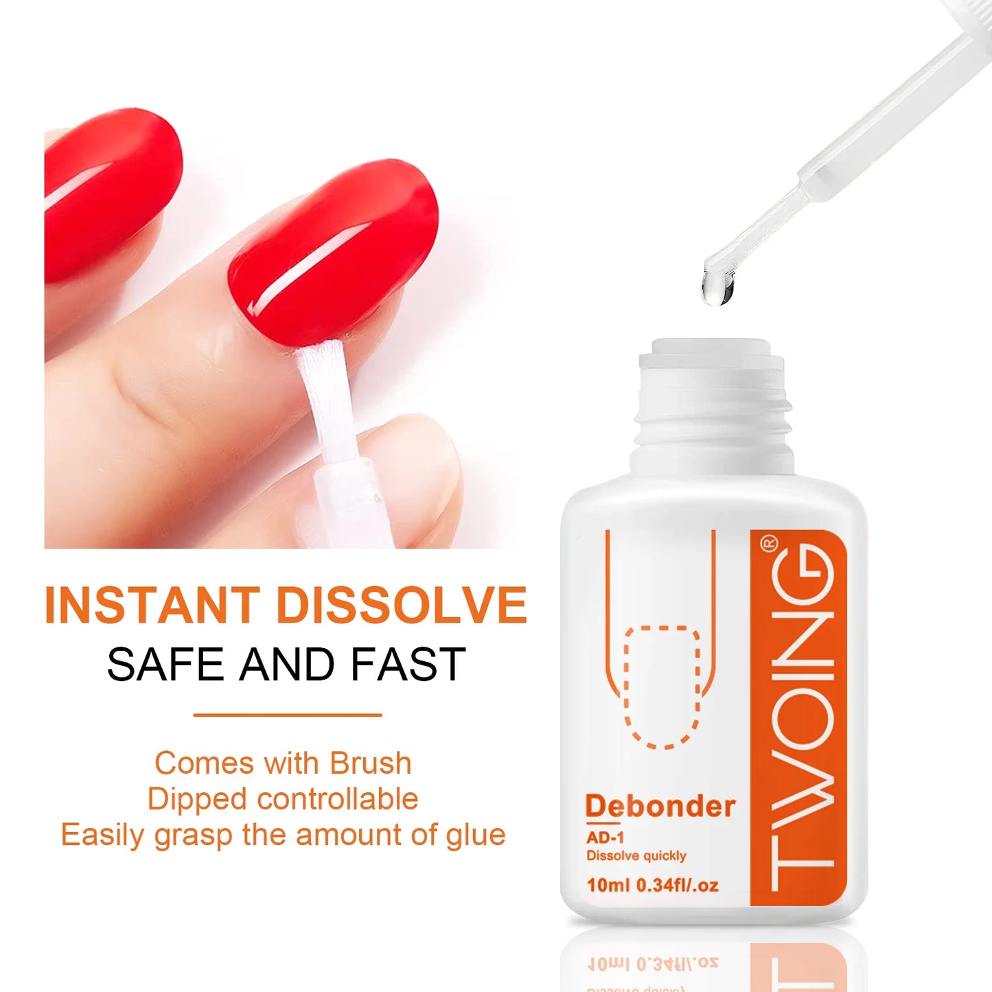 TWOING 10ml Nail Glue Remover Liquid, Fast Dissolving Formula for Press-On Nails, False Nail Tips & Nail Adhesive Remover Peaceful Pleasures Health and Wellness