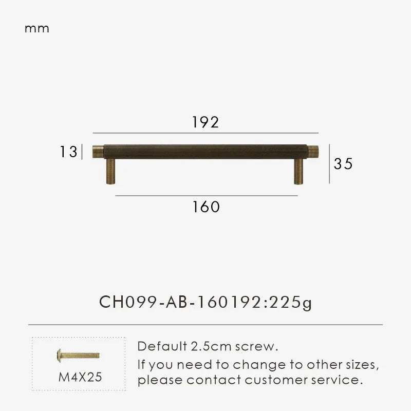 Solid Brass Linear T-Bar Cabinet Handle & Drawer Pull | Multi-Size