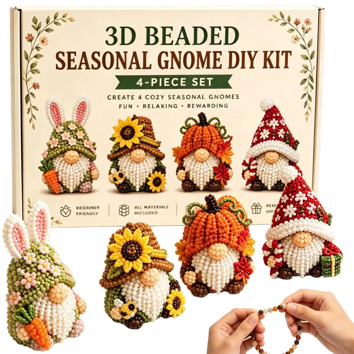 3D Gnome DIY Bead Craft Kit – Dwarf Desk Decor Beading Set