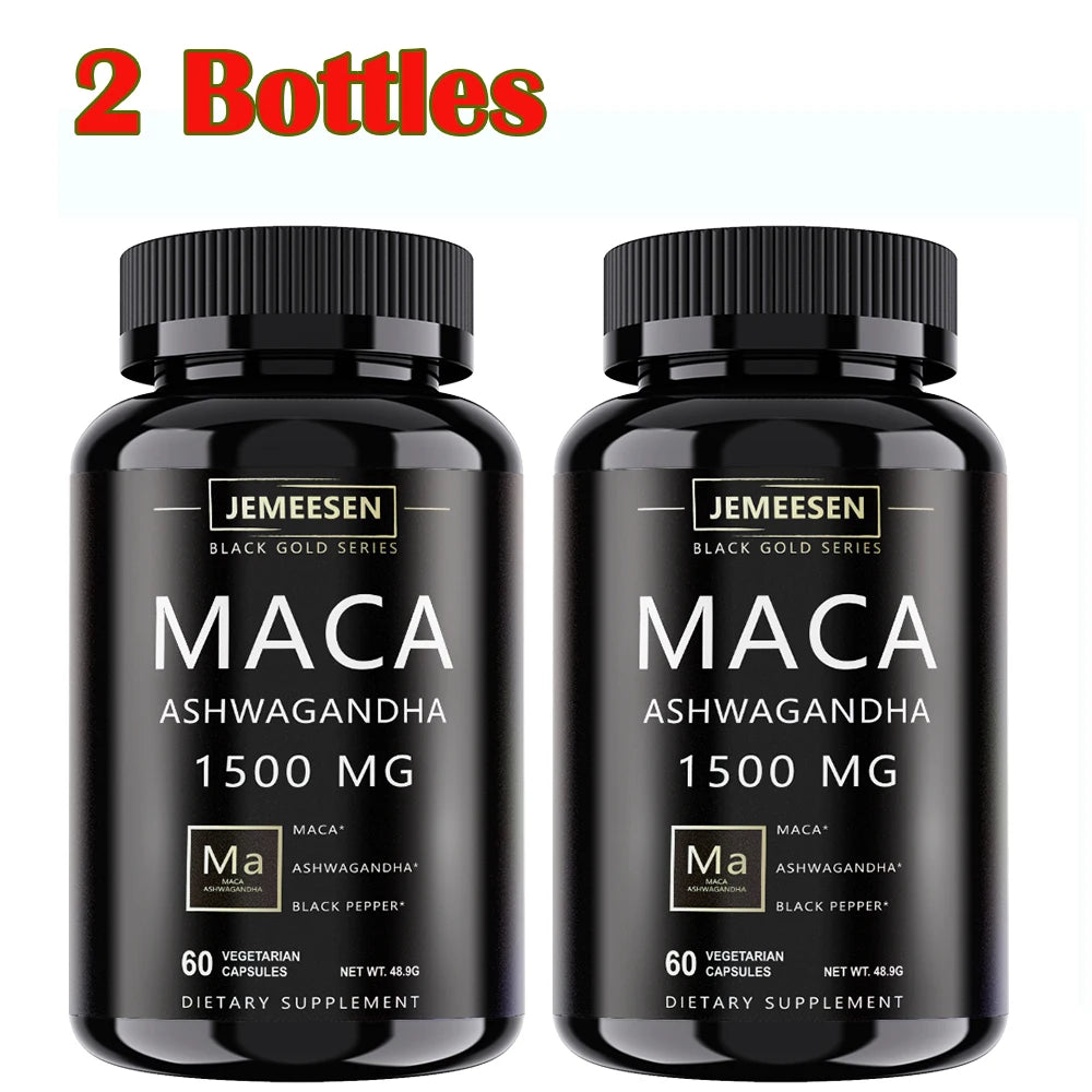 JEMEESEN - Male Enhancing Supplement - 500 mg Ashwagandha 1000 mg Maca Root - Stamina & Energy, Men's Overall Quality Peaceful Pleasures Health and Wellness 2 bottles