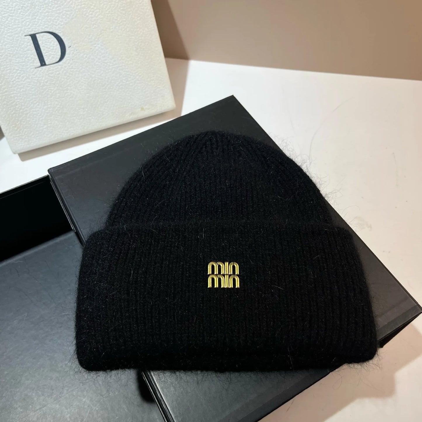 Women's Rabbit Fur Knit Beanie | Warm Winter Ear Protection Hat