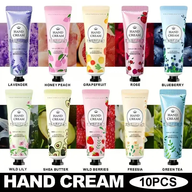10-Piece Fruit & Floral Hand Cream Set | 10 Scents, Moisturizing
