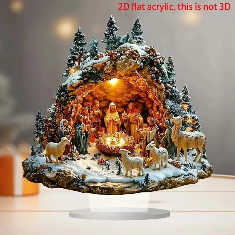 Acrylic Jesus Tree of Life Family Statue Desktop Ornament