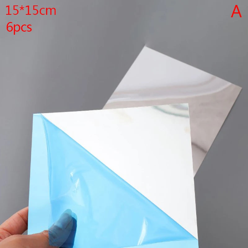 Self-Adhesive Square Mirror Wall Tiles – 15×15cm Stickers