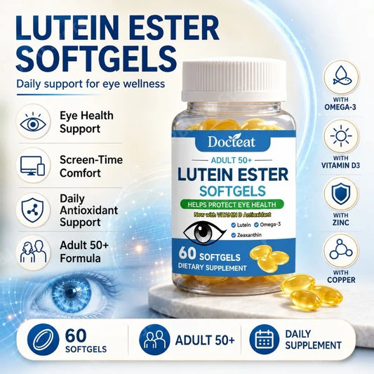 Lutein Ester Softgels 50+ | Zeaxanthin Omega-3 Vitamin D3 60ct Eye Health Supplement Peaceful Pleasures Health and Wellness