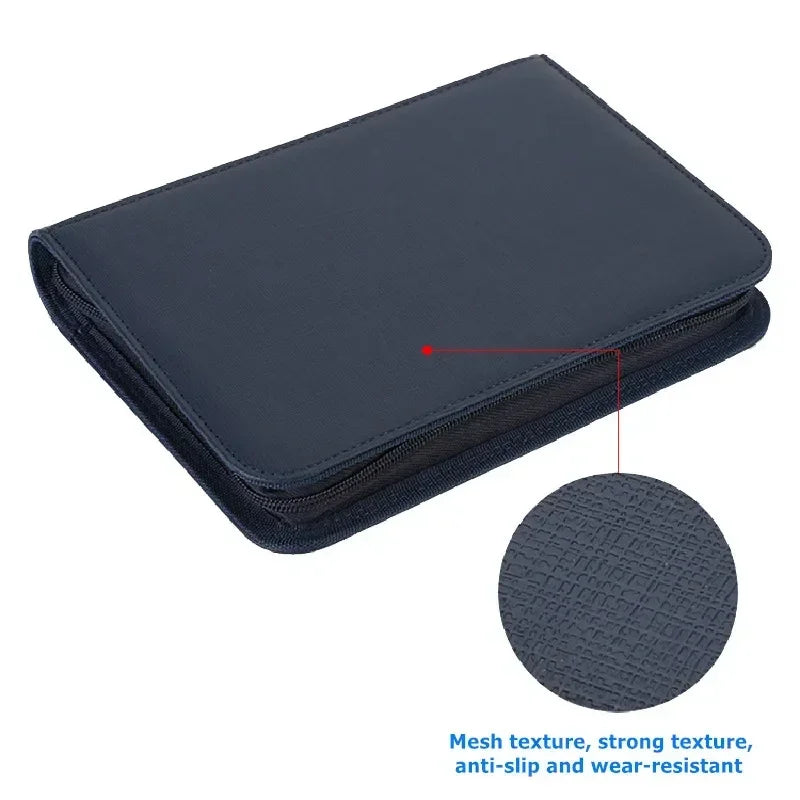 PU Leather 160 Pockets Cards Side Loading Binder TCG Game Zipper Card Album With 4 Sealed Fixed Pockets Pages For MG/PKM/FOW/YGO Peaceful Pleasures Health and Wellness