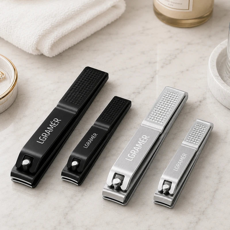 LGRAMER 2-Piece Black Stainless Steel Nail Clipper Set