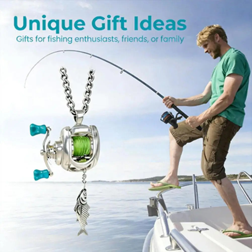 Fishing Reel Necklace – Spinning Pendant Gift for Anglers