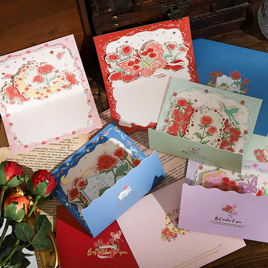 Stamping Rose Three-dimensional Greeting Card Individually Packaged Peaceful Pleasures Health and Wellness