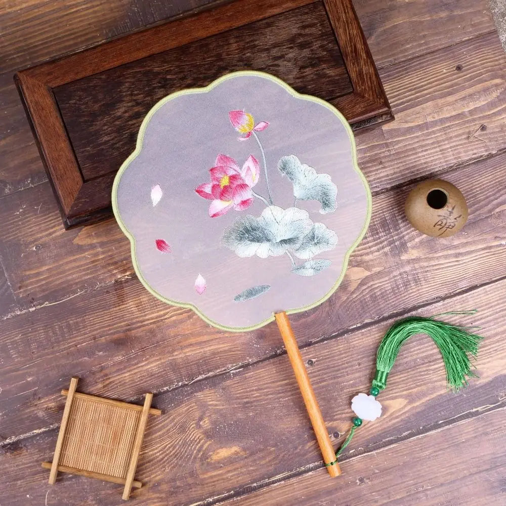 Vintage Silk Embroidery Fan | Floral Hanfu Accessory & Dance Prop