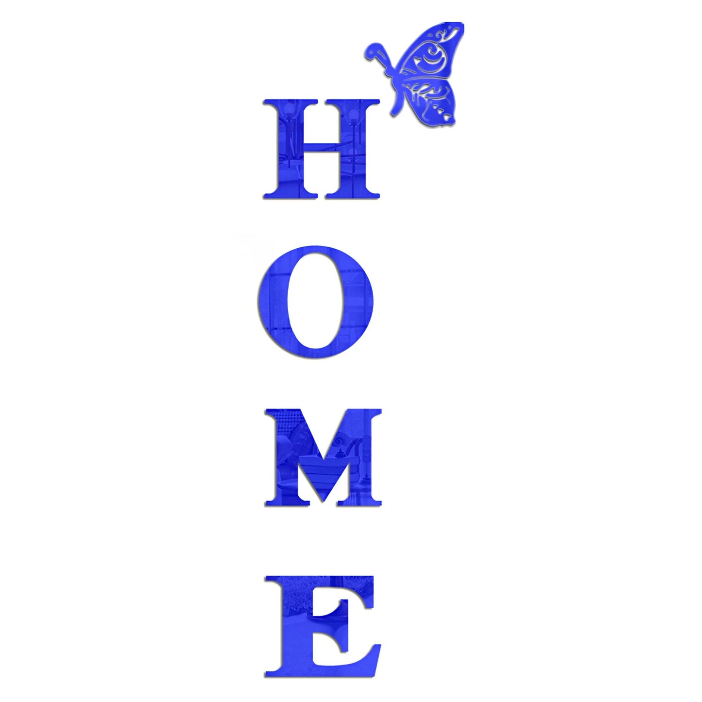 3D Acrylic DIY Mirror Large Self-Adhesive Removable Wall Stickers Family English Alphabet Living Room Bedroom Home Decorations Peaceful Pleasures Health and Wellness 80x27CM 40G-blue
