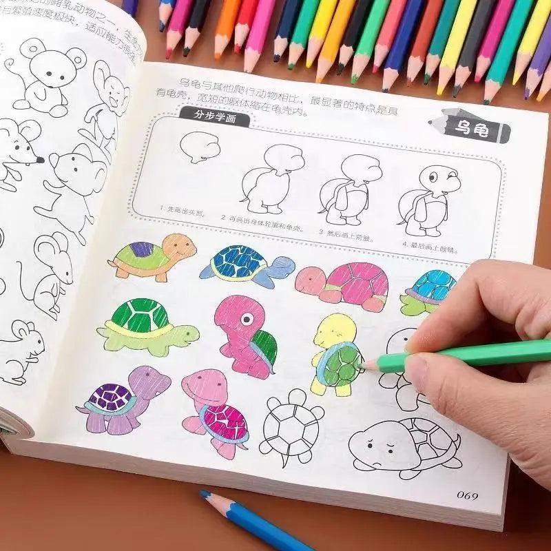 Kids Simple Drawing Coloring Book 10000 Easy Step-by-step Doodle