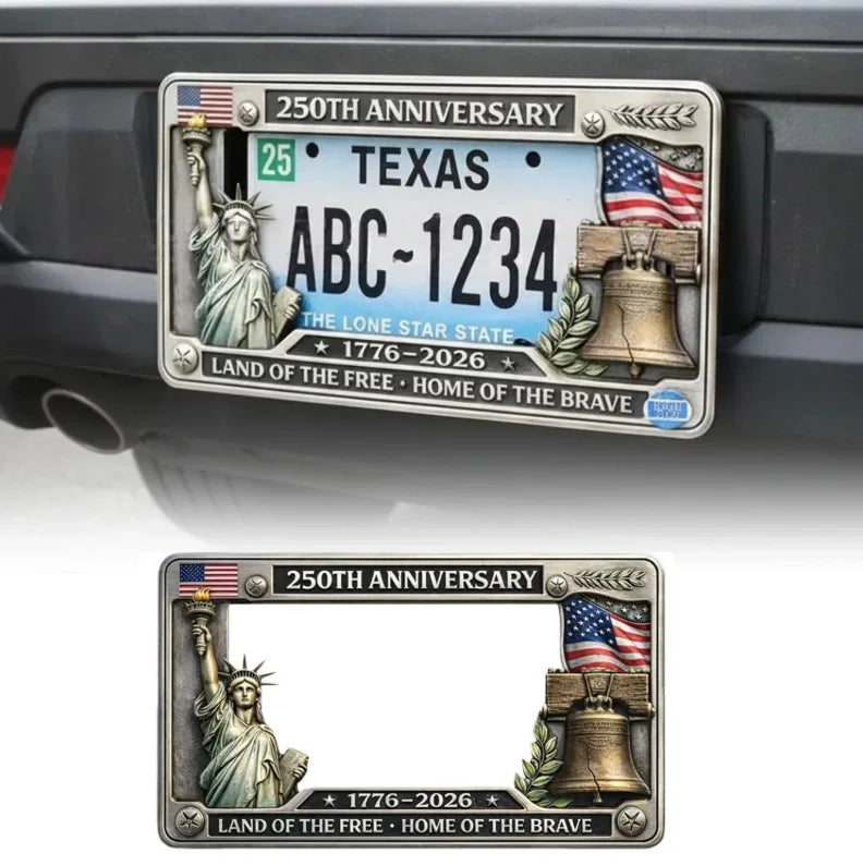 250th Anniversary Commemorative License Plate Frame High-quality Vietnam Veteran Salute Mental License Plate Decorative Frame Peaceful Pleasures Health and Wellness