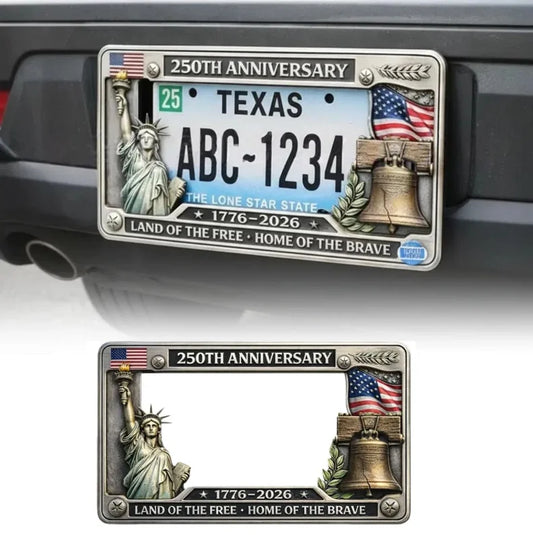 250th Anniversary Commemorative License Plate Frame High-quality Vietnam Veteran Salute Mental License Plate Decorative Frame Peaceful Pleasures Health and Wellness