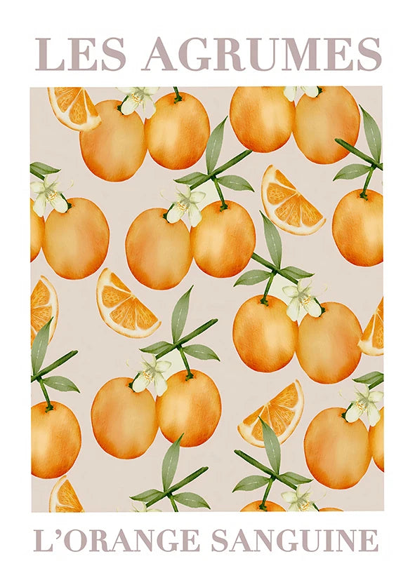 Retro Lemon Olive Tree Canvas Wall Art | Summer Home Decor