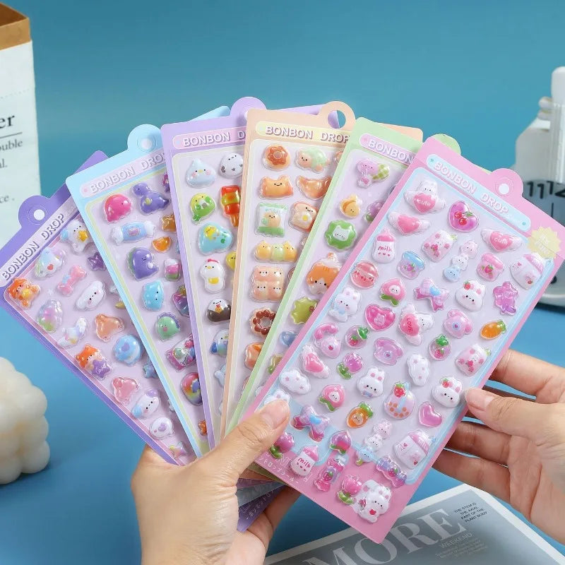 3D Cartoon Relief Stickers for Phone, Laptop, Diary & Notebook