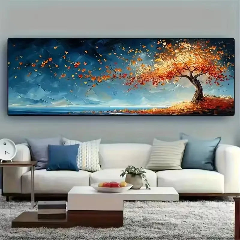 Tree of Life Canvas Poster Abstract Wall Art Modern Home Decor Print Painting Geometric Patterns Living Room Decor No Frame Peaceful Pleasures Health and Wellness ZLH040 70x210cm No Frame