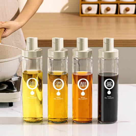 New Household Kitchen Soybean Vinegar Spice Bottle Set Glass Leakproof Aroma Spice Wine Dedicated Non-Hanging Oil Jar Peaceful Pleasures Health and Wellness