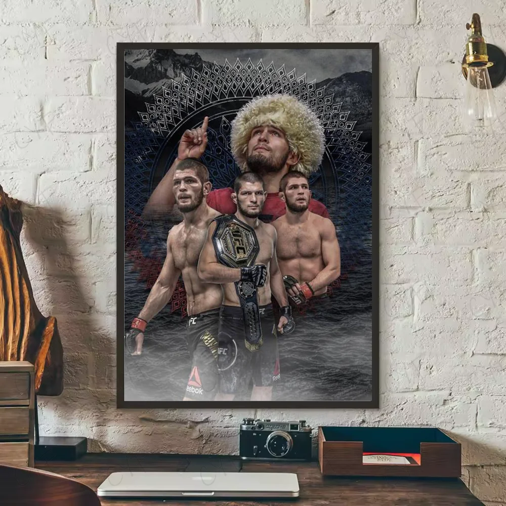 Khabib Nurmagomedov UFC Poster – HD Waterproof PVC Wall Art Sports Wall Poster Peaceful Pleasures Health and Wellness z2 15X20cmNoframe