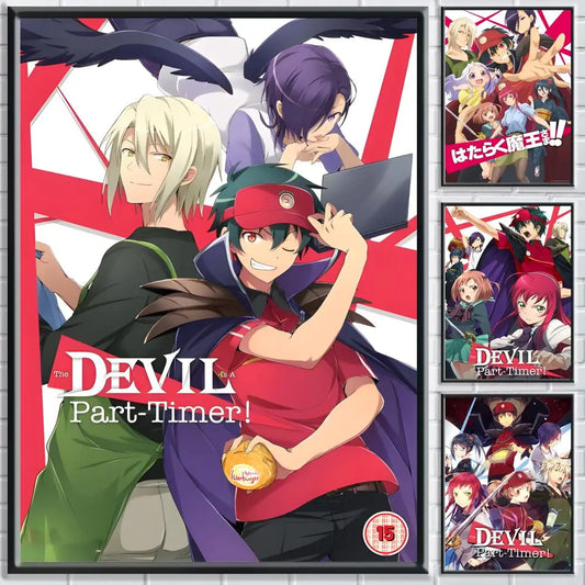 Anime T-The Devil Is a Part-Timer! Poster HD Self Adhesive Waterproof Wall Art Ideal for Home Office Dorm Bedroom Great Gift Peaceful Pleasures Health and Wellness