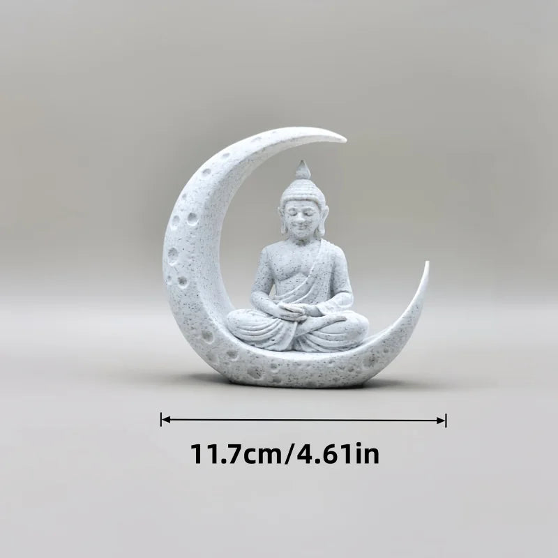 1-Piece Set of Buddha and Moon-Shaped Ornaments, 3D Printed, Cross-Border Hot-Selling Item, High Aesthetic Creative Desktop Decoration, Ideal Gift for Meditation Enthusiasts and Spiritual Seekers Peaceful Pleasures Health and Wellness