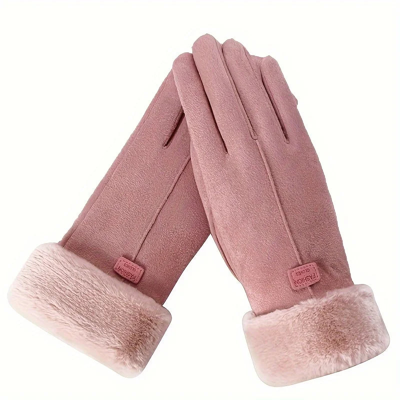 Women's Plush-Lined Touchscreen Winter Gloves – Warm & Stylish