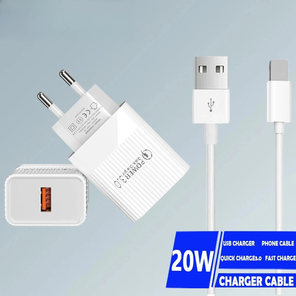 20W QC 3.0 Fast USB Wall Charger – EU/US Plug | All Phones