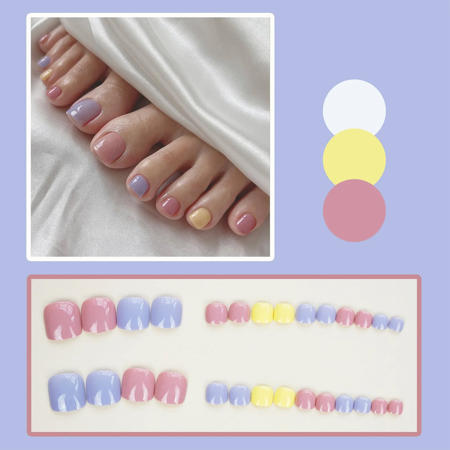 Rainbow Colorful Toenail Stickers 24pcs | Vibrant Nail Decals