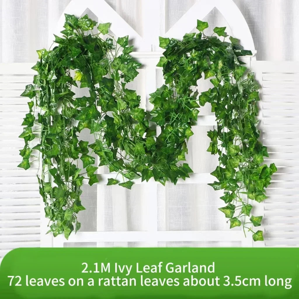 2.1M Artificial Ivy Vine Wreath | Silk Wall Hanging Decor