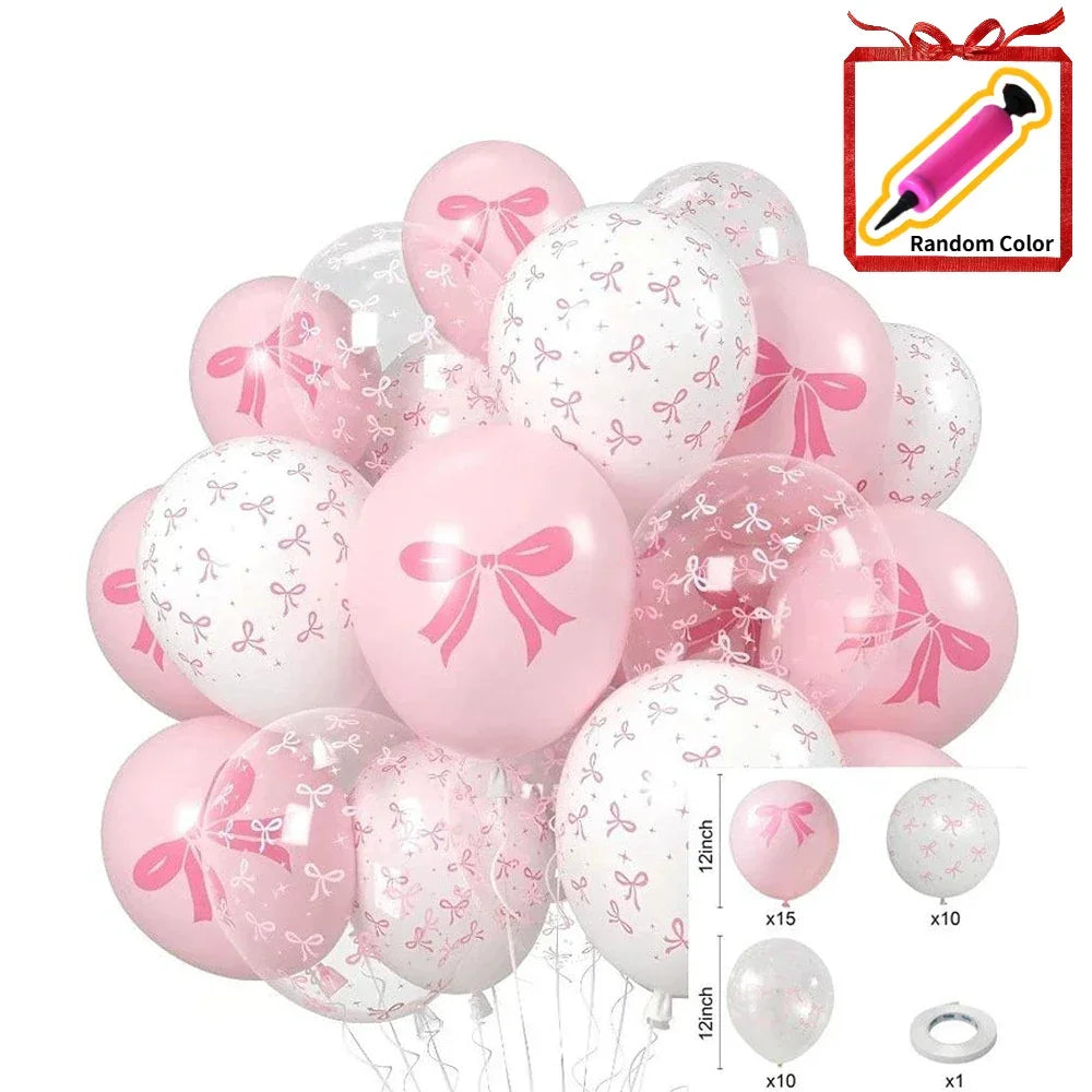 60/35/30pcs Bow Theme Latex Balloons 12 Inches White Pink Bowknot Print, for Girls Birthday Party Baby Shower Wedding Decor Peaceful Pleasures Health and Wellness 35PCS 12INCH