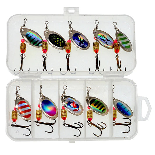 10pcs/1Set Metal Spoon Spinner Fishing Lure Spoonbait Crankbaits Wobblers Bait For Bass Pike Crochet Freshwater Fishing Peaceful Pleasures Health and Wellness