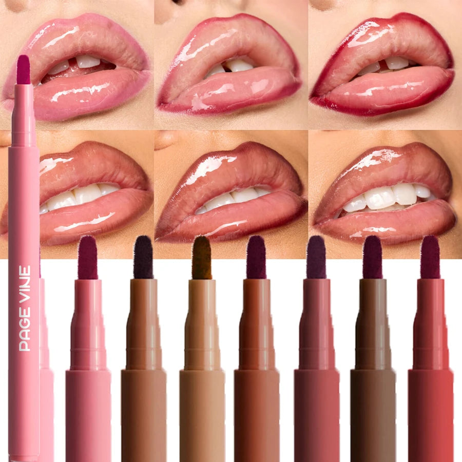 Velvet Matte Waterproof Lip Liner Pencil – Nude & Cherry Red