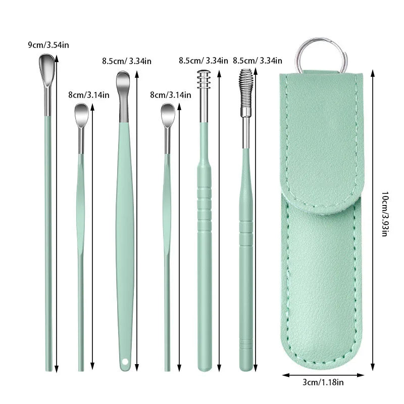 6pcs Ear Pick Earwax Removal Kit, Ear Cleansing Tool Set, Ear Curette Ear Wax Remover Tool With Storage Box, Ear Wax Cleaning To Peaceful Pleasures Health and Wellness