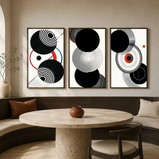 Abstract Wall Art Black and White Geometric Canvas Painting Modern Style Poster Prints for Lliving Room Wall Decor Peaceful Pleasures Health and Wellness