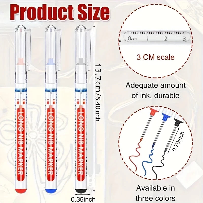 Multi-purpose Deep Hole Long Nib Head Marker Metal Perforating Pen