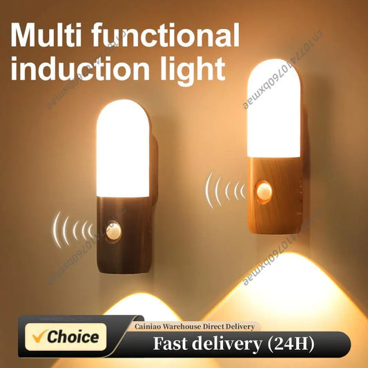 3-Color Dimmable Wireless Night Light Versatile Placement LED Stick-On Night Light Minimalist Wood Design for Home Decor Accent Peaceful Pleasures Health and Wellness
