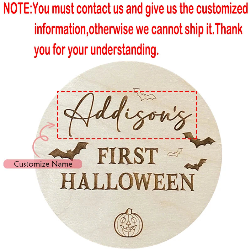 Personalized Baby's First Halloween Wooden Name Plaque Keepsake Personalized Keepsake Plaque Peaceful Pleasures Health and Wellness custom 20cm