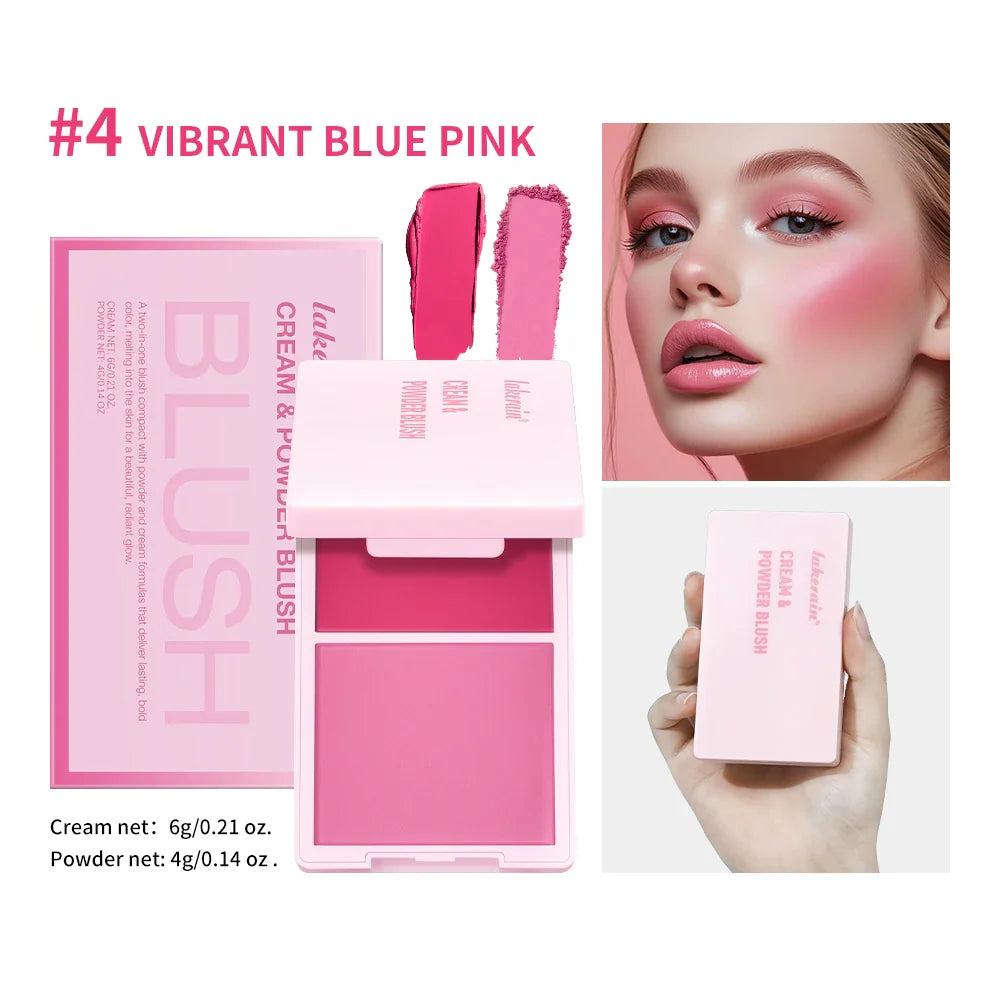 Lakerain 2-in-1 Cream & Powder Blush – High Pigment, Long-Lasting