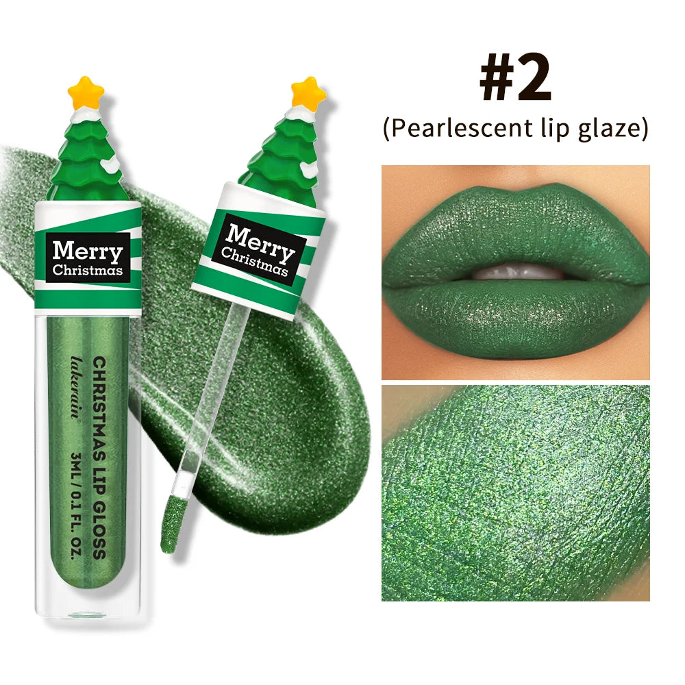 Christmas Lip Gloss Set – 5-Piece Moisturizing Jelly Tint Lip Gloss Set Peaceful Pleasures Health and Wellness green shiny powder 2