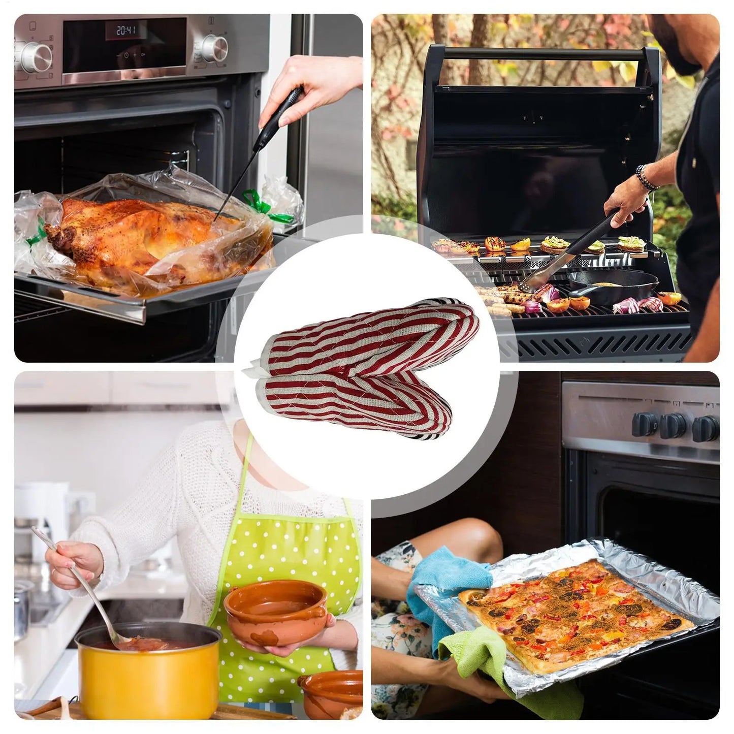 Heat-Resistant Oven Mitts | Thick Insulated Kitchen Gloves