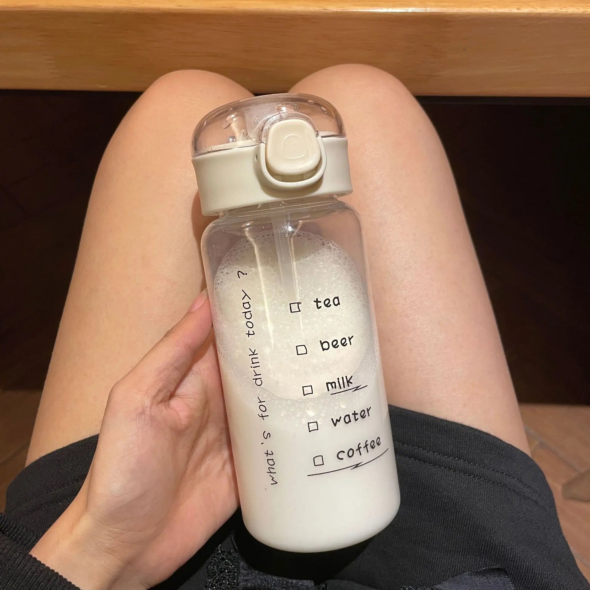 520-600ML Transparent Creative Printed Plastic Water Bottle Bouncing Straw Sports Cup Outdoor Travel Portable Water Bottle Regal Peaceful Pleasures Health and Wellness 520MLEnglish scale 501-600ml