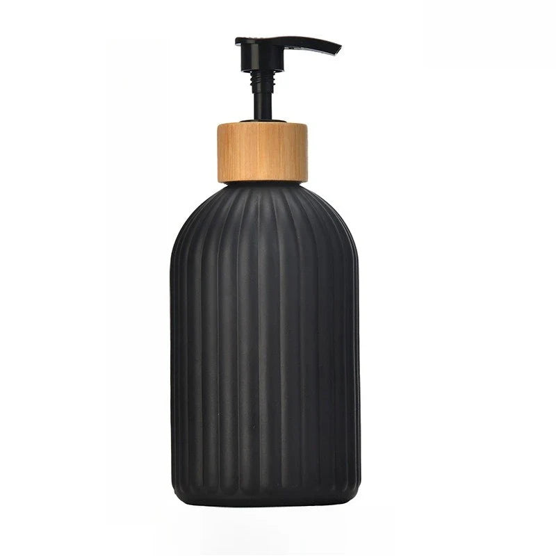 Bathroom Countertop Soap Dispenser – Plastic & Bamboo Organizer