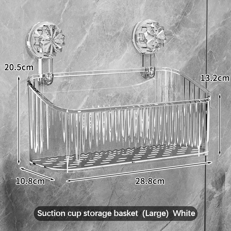 Suction Cup Shower Caddy Shelf – No Drill Wall Organizer