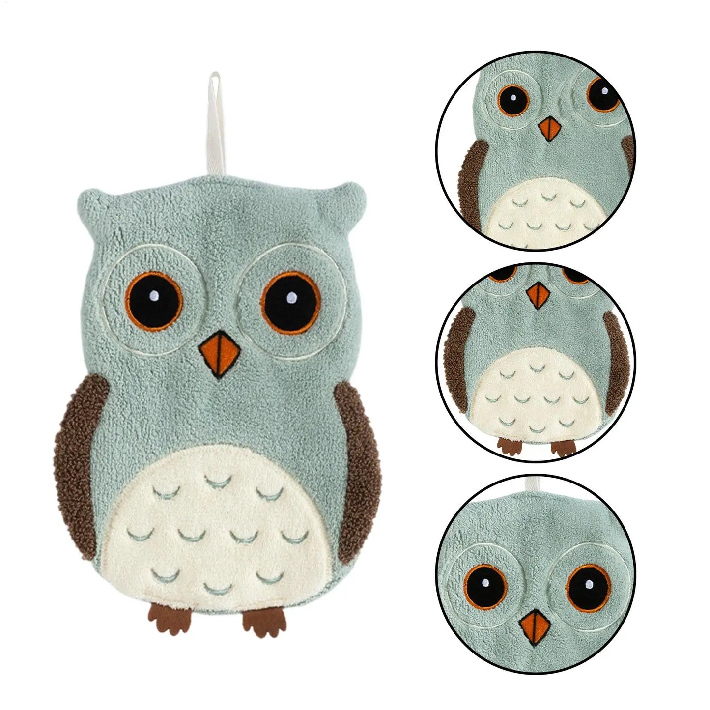 Cute Owl Hanging Hand Towel – Soft Kids Kitchen Bathroom