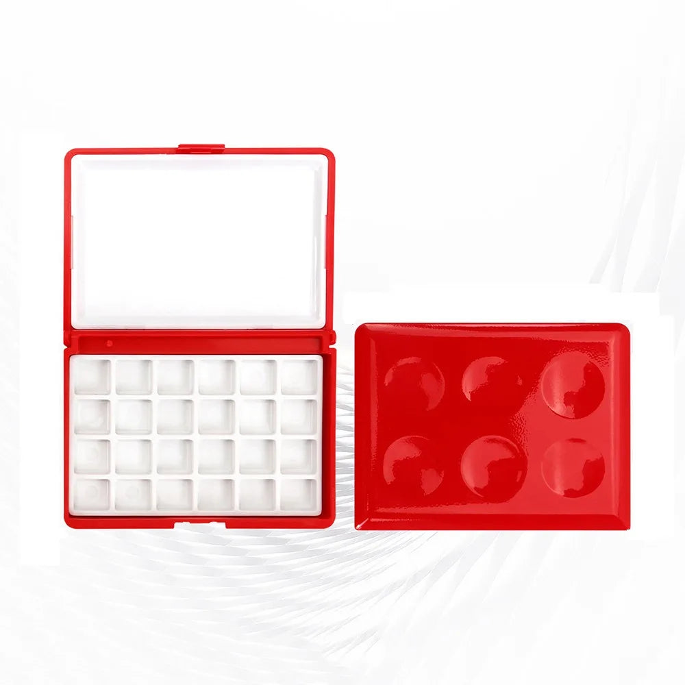 12/24 Grid Mini Watercolor Box Portable 1ml Painting Pigment Box Empty Watercolor Painting Palette Travel Sketching Peaceful Pleasures Health and Wellness Concave-R-24 Grid